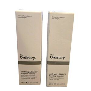 NIP THE ORDINARY SOUTHING & BARRIER SUPPORT SERUM, & AHA BHA PEELING SOLUTION